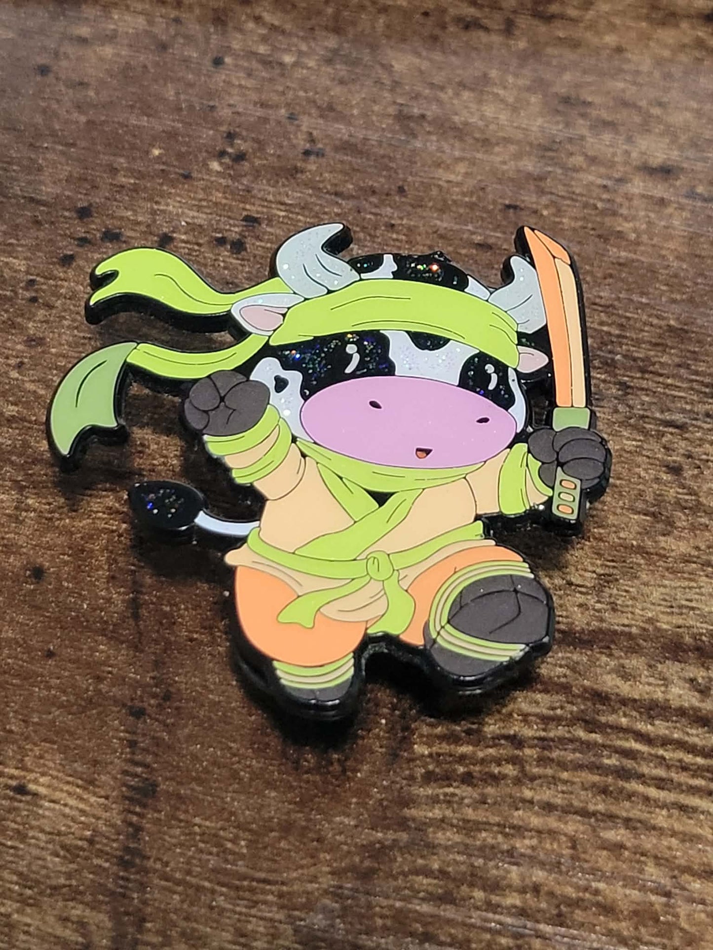 Stabby Ninja Cow Blind Bag Pin