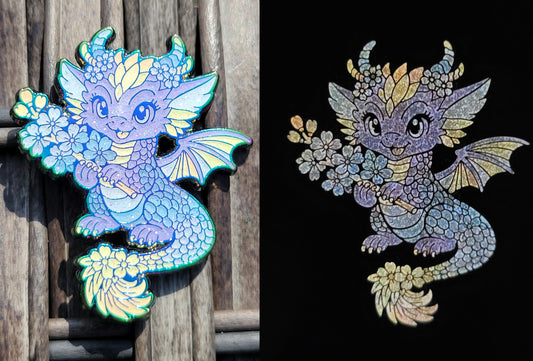 LE 25 - Rainbow Anodized Metal Cheery Blossom Dragon