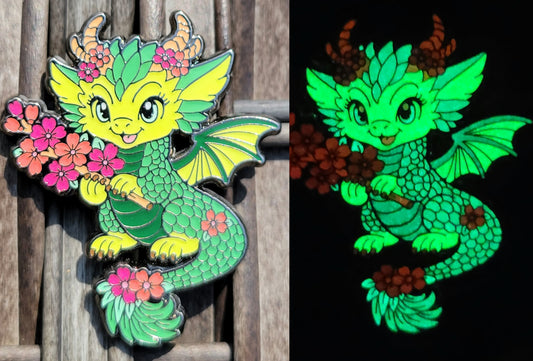LE 20 - Shiny Black Metal Cheery Blossom Dragon