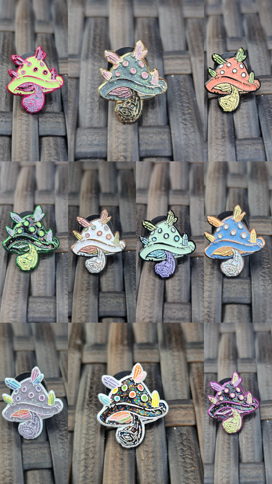 'Crystal' Mini Mushroom Set - 10 Total PIns
