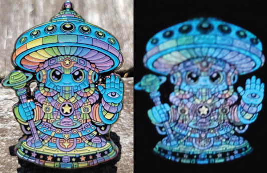 Cosmic Mushroom God Le 35 (Rainbow Anodized Metal)